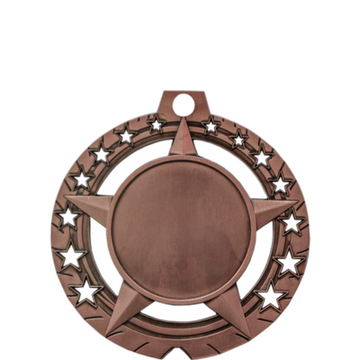 Bronze 3.75-inch jumbo star medallion with a 2-inch insert area, surrounded by smaller stars.