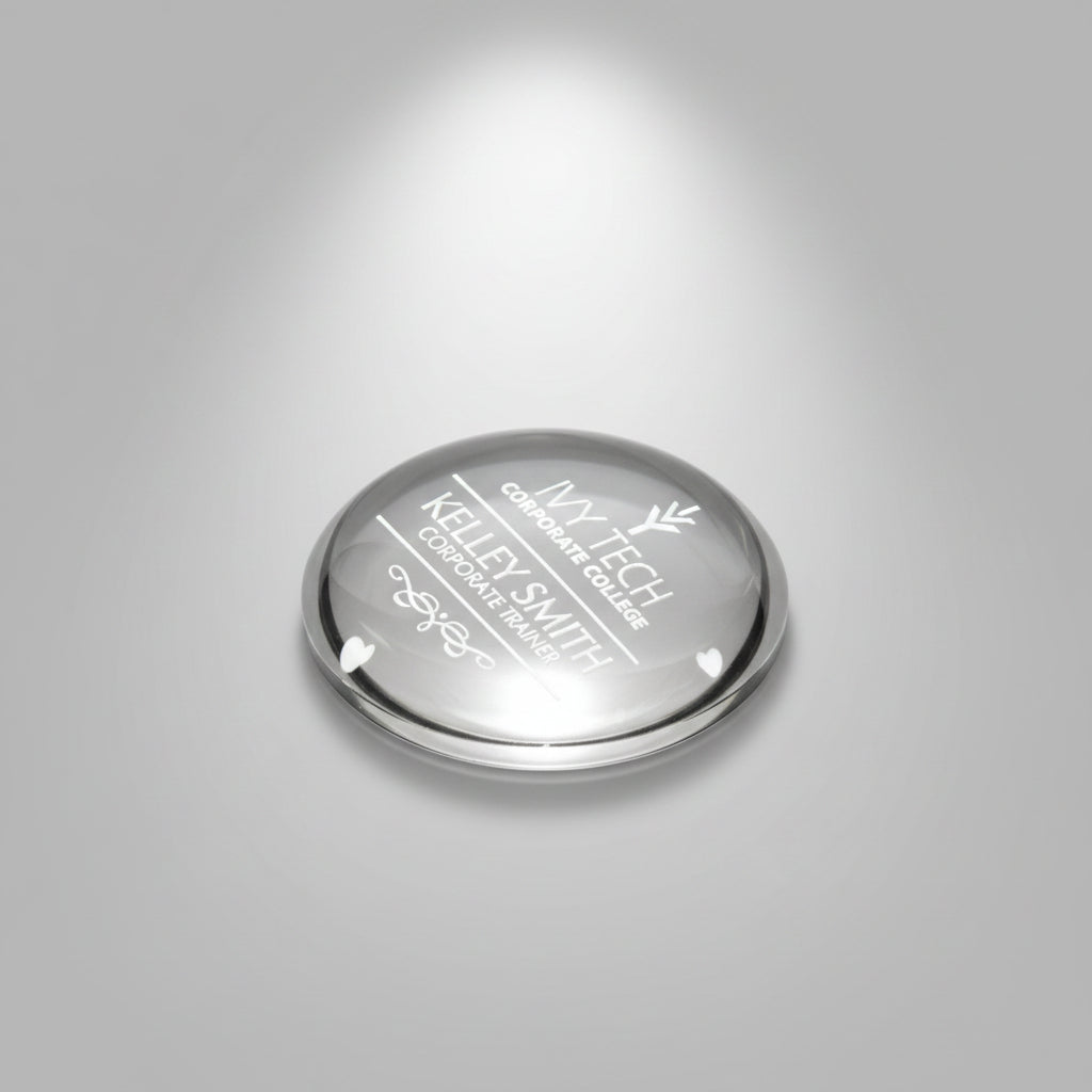Crystal Paperweight - Low Profile Dome