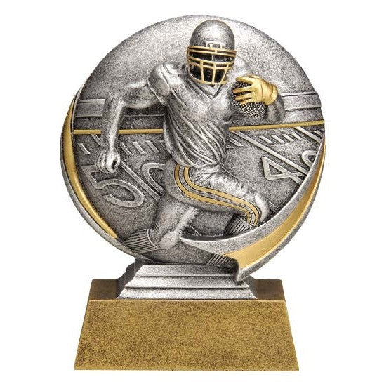 Silver and gold Motion X Circle of Excellence resin award, 5.25" tall, featuring a football player.