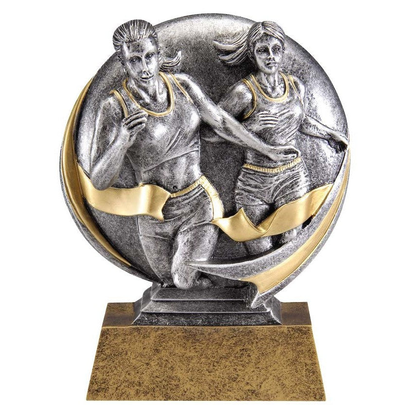 5.25" Motion X Silver & Gold Circle of Excellence resin award with two runners and a gold ribbon.