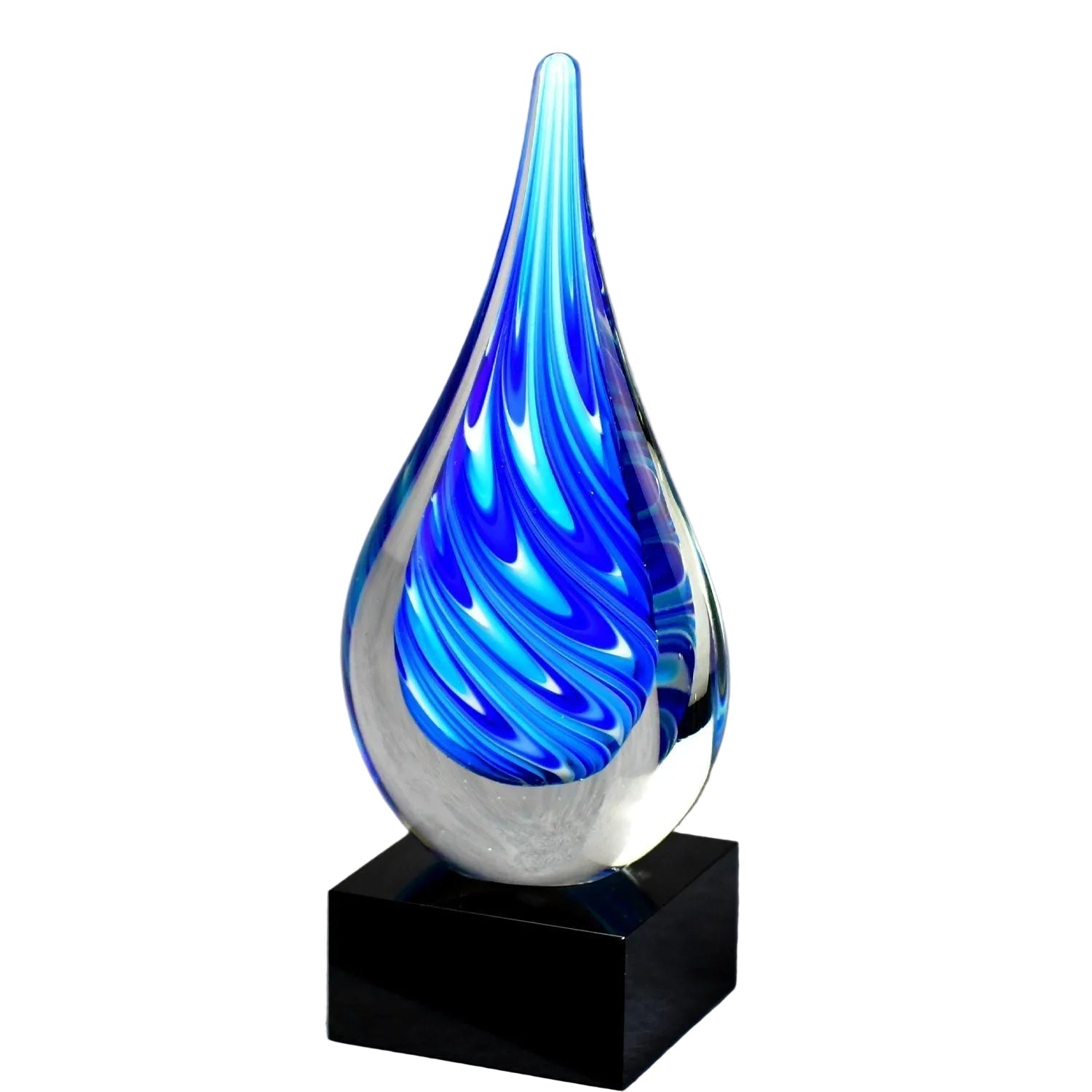 Blue/White Teardrop on Black Glass Base