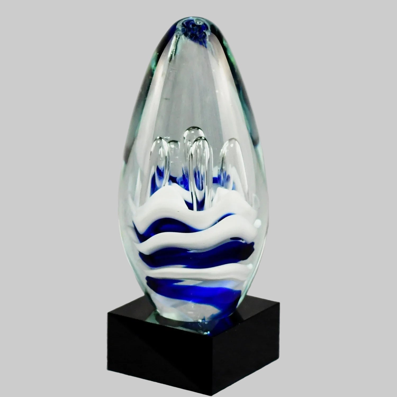 Blue and White Art Glass Egg