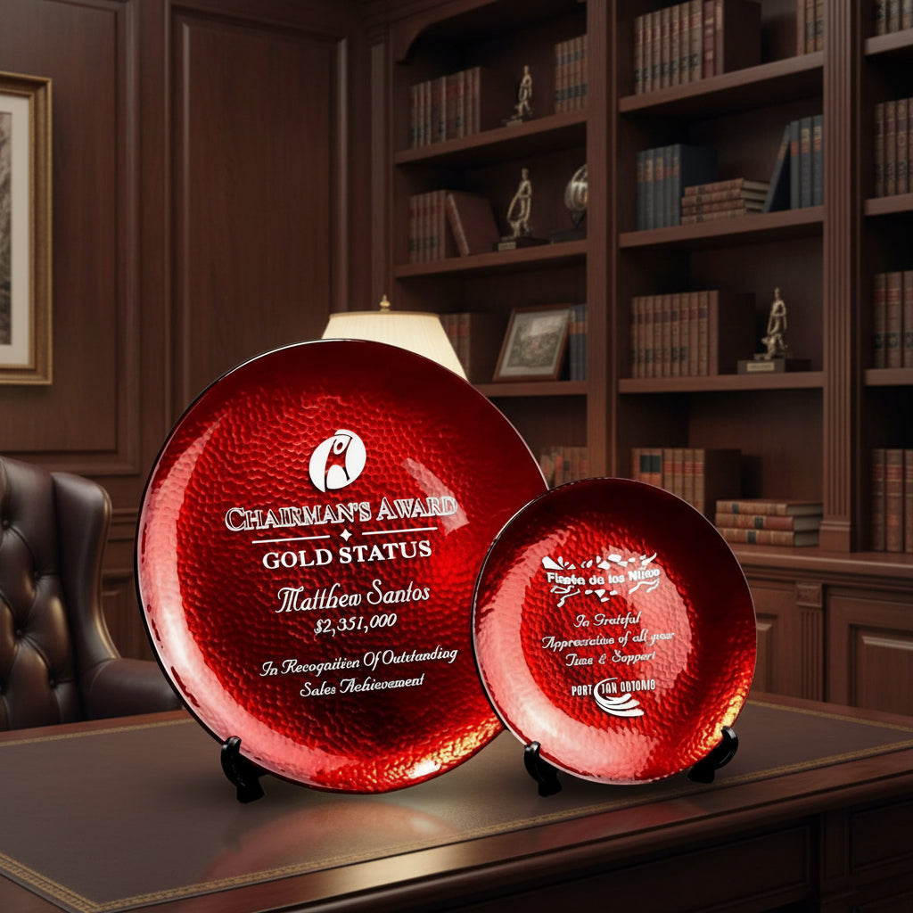 Red Art Glass Plate