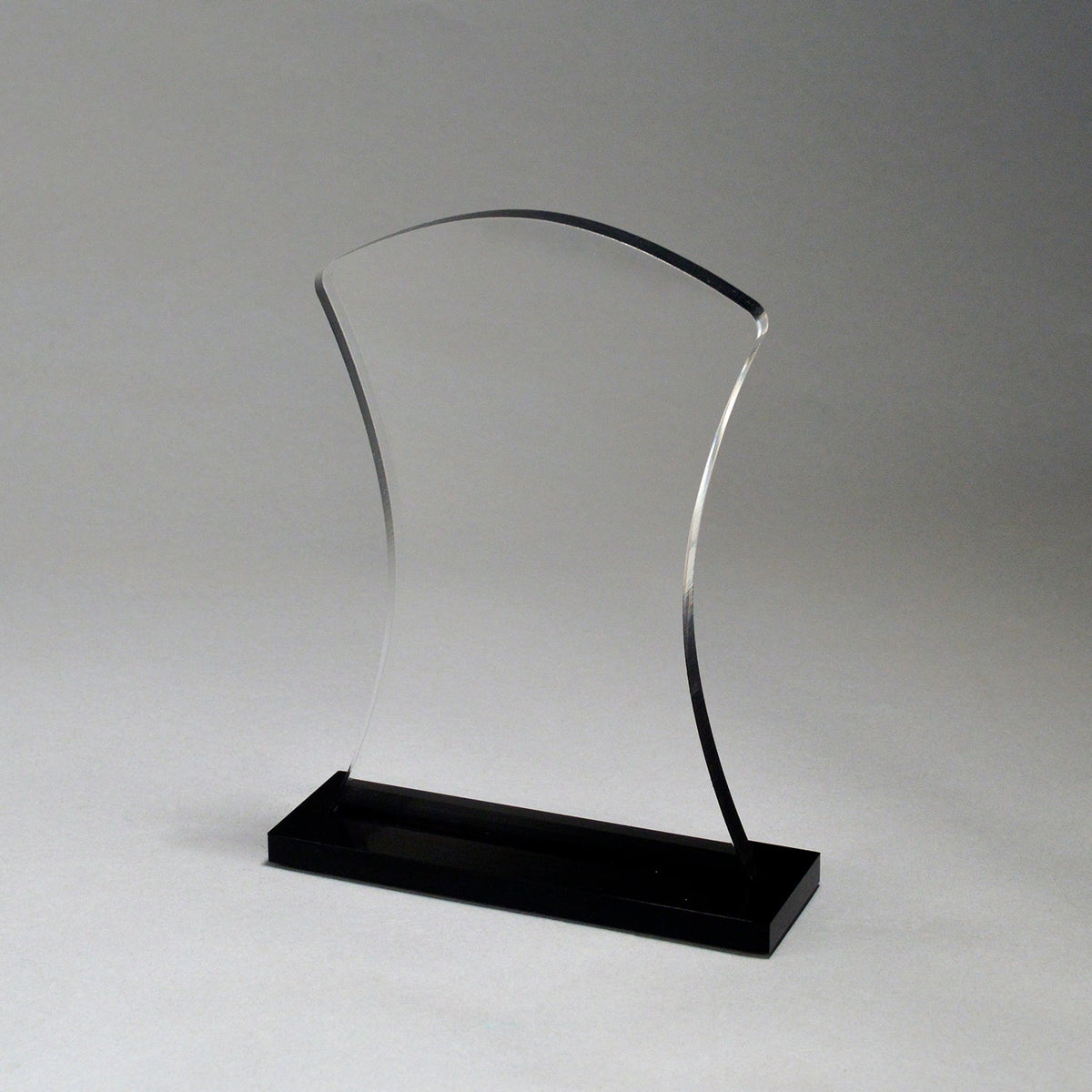 7.5-inch clear Starfire Acrylic Hour Glass Award with a modern ebony acrylic base.