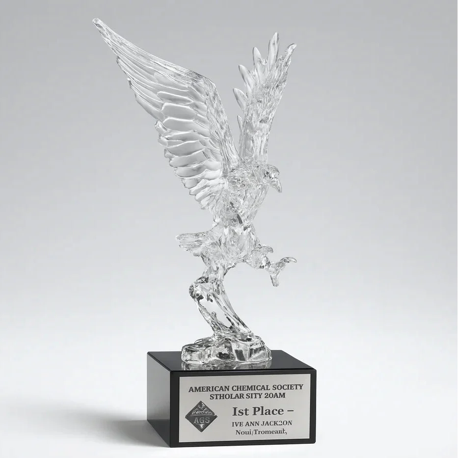 Acrylic Eagle On Marble Base - Landing