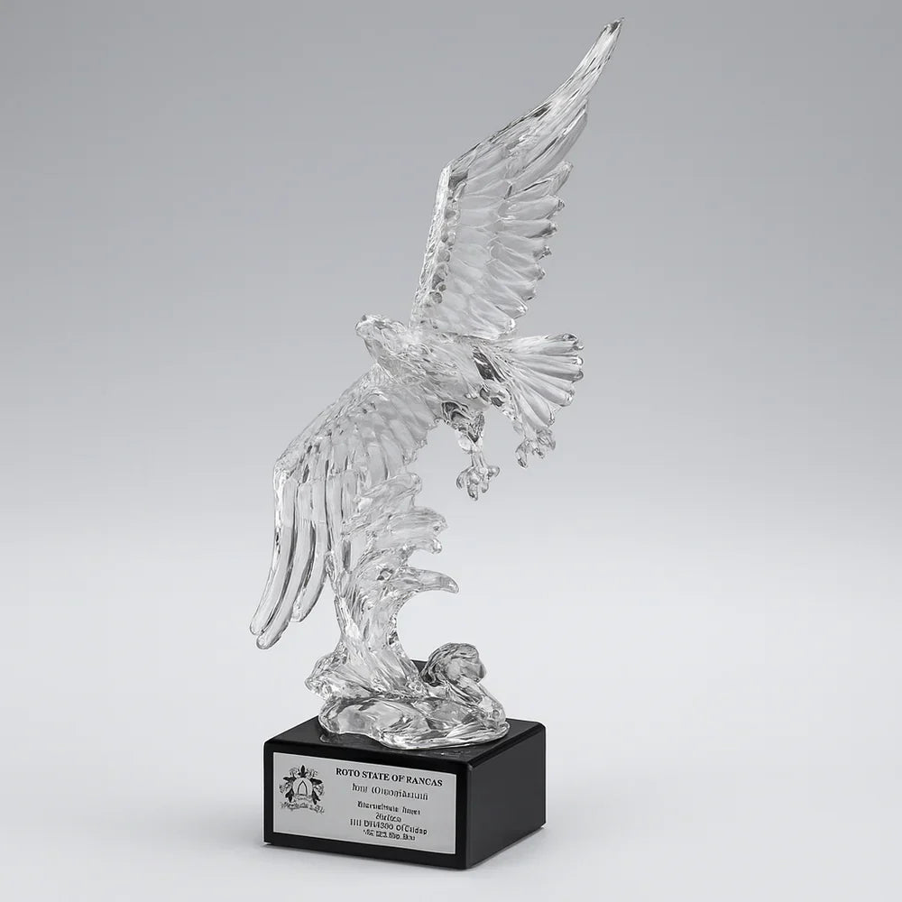 Acrylic Eagle On Marble Base - Soaring