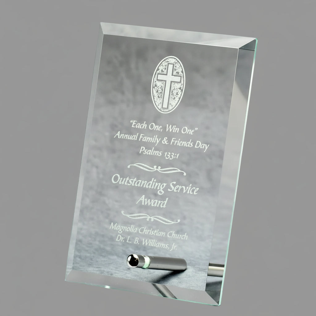 Economy Jade Glass Standing Plaque
