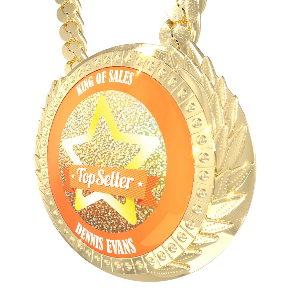 Gold Champion Chain - Lite with customizable "King of Sales" and "Top Seller" medallion.