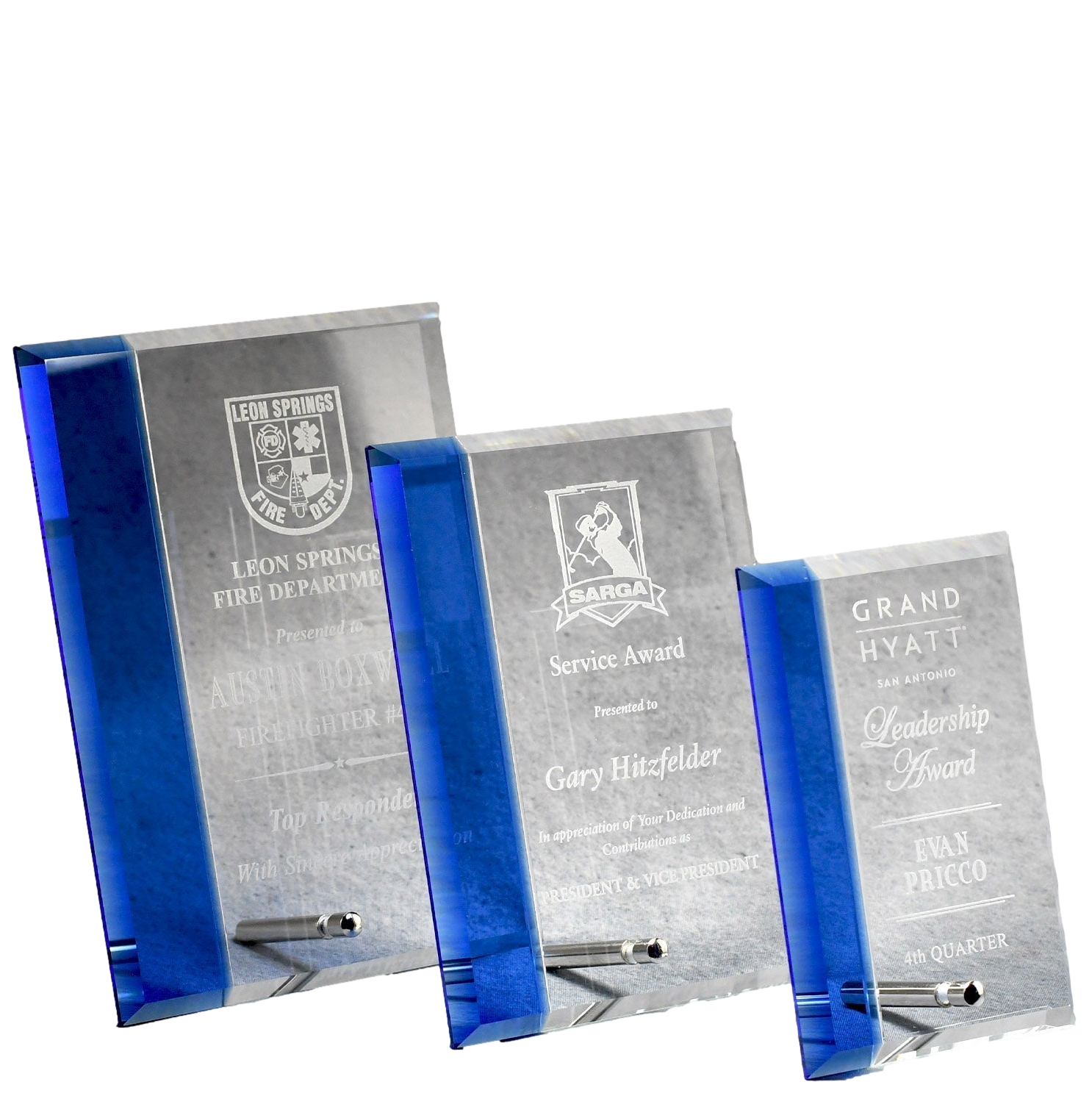 Economy Glass Plaque With Blue Accent