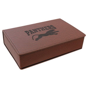 Brown leatherette gift box with "PANTHERS" logo and panther graphic.