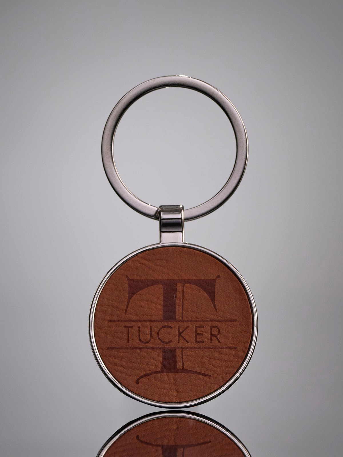 Round Leatherette Key Tag