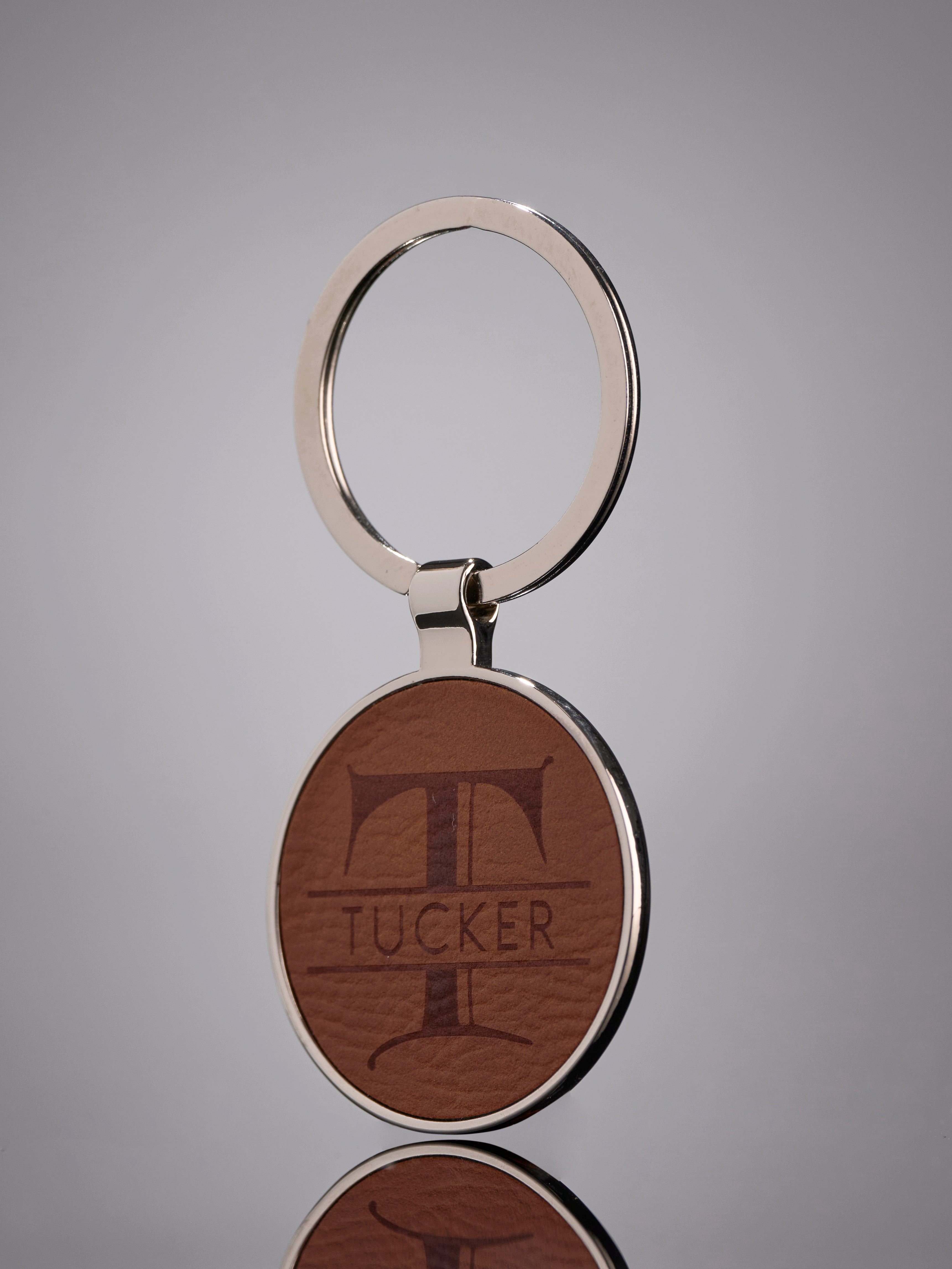 Round Leatherette Key Tag