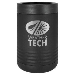 Black Polar Camel stainless steel vacuum insulated beverage holder with "WEATHER TECH" logo.
