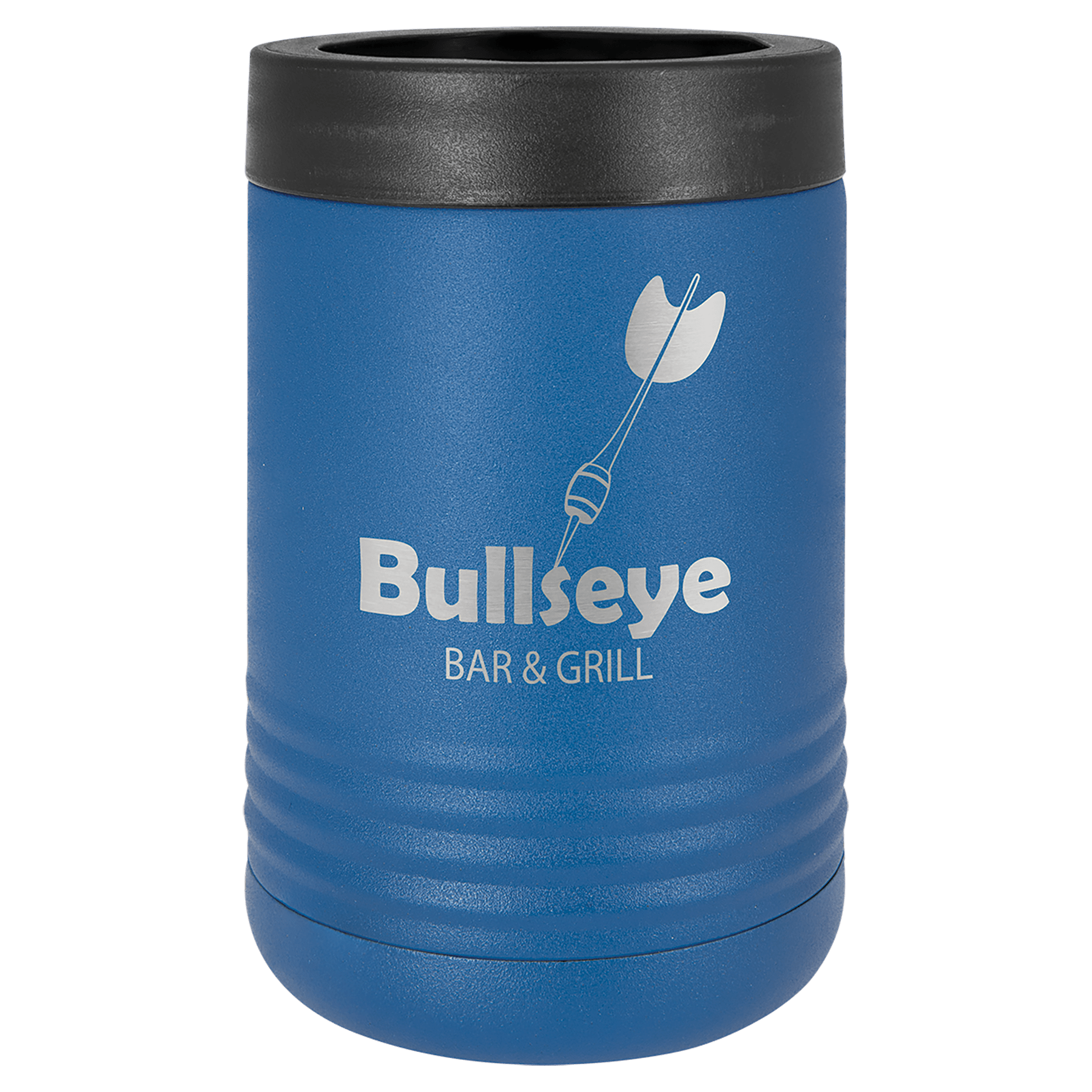 Blue Polar Camel stainless steel vacuum insulated beverage holder with "Bullseye Bar & Grill" logo.