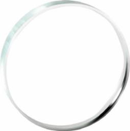 Clear, round crystal paperweight, 3.5 inches diameter, with space for engraving.