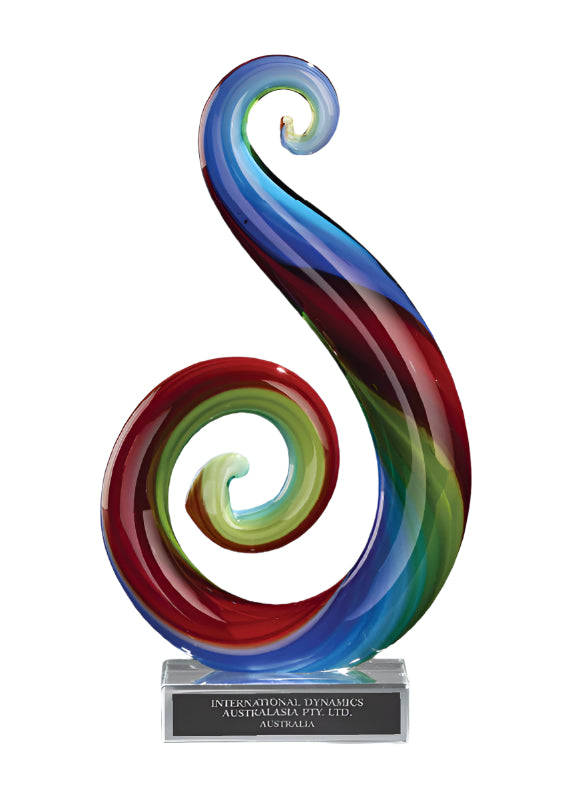 Single Base Swirled Vista Art Glass Award