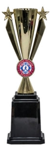 Babe Ruth Gold , V-shaped, Tall base ribbon cup.