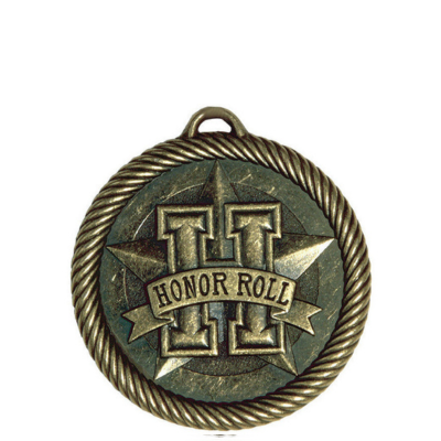 Antique bronze "Honor Roll" medal with a rope border and star design.
