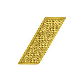 Gold chenille pin with a textured, pebbled surface and a smooth border, shaped like a diagonal bar.