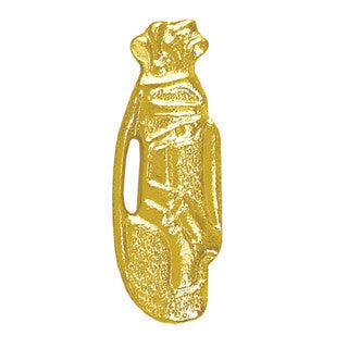 Shiny gold chenille pin shaped like a lifeguard buoy, recognizing athletic achievement.