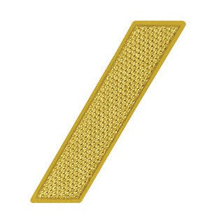 Gold chenille varsity pin, a textured rectangular bar with a subtle diagonal pattern.