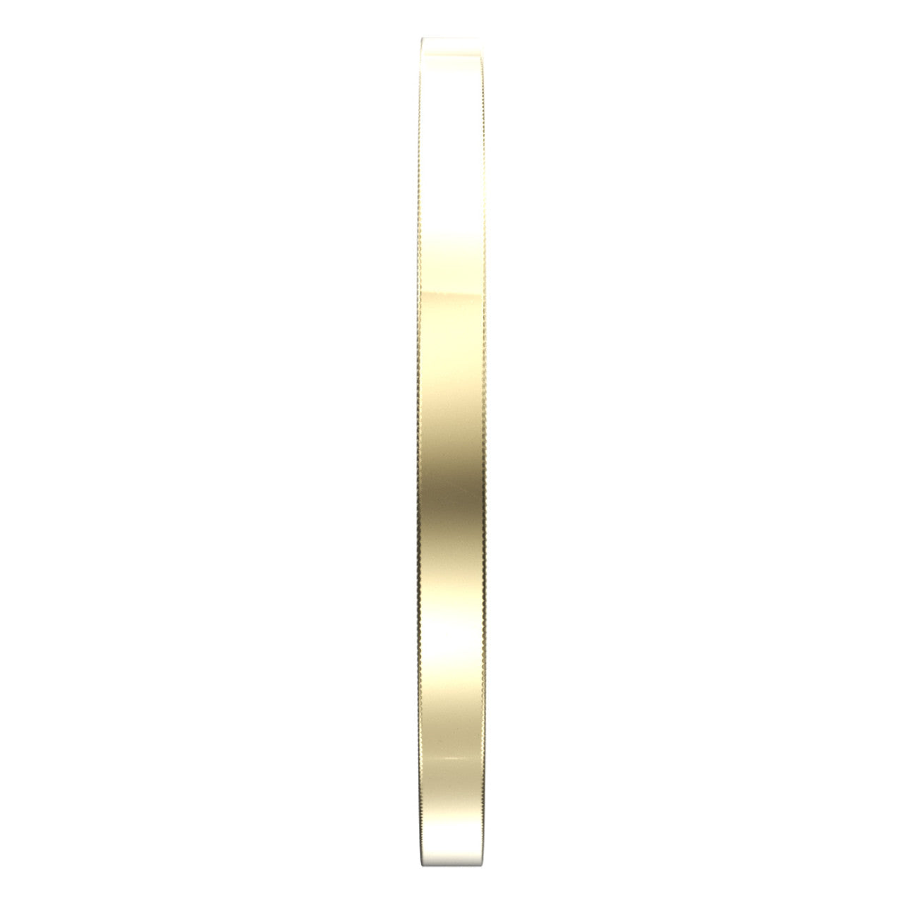 Side view of a 2-inch gold-colored Veteran Service Coin with a smooth, polished edge.