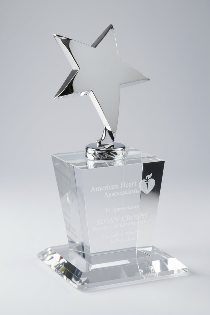 Optic Crystal Base With Silver Metal Star