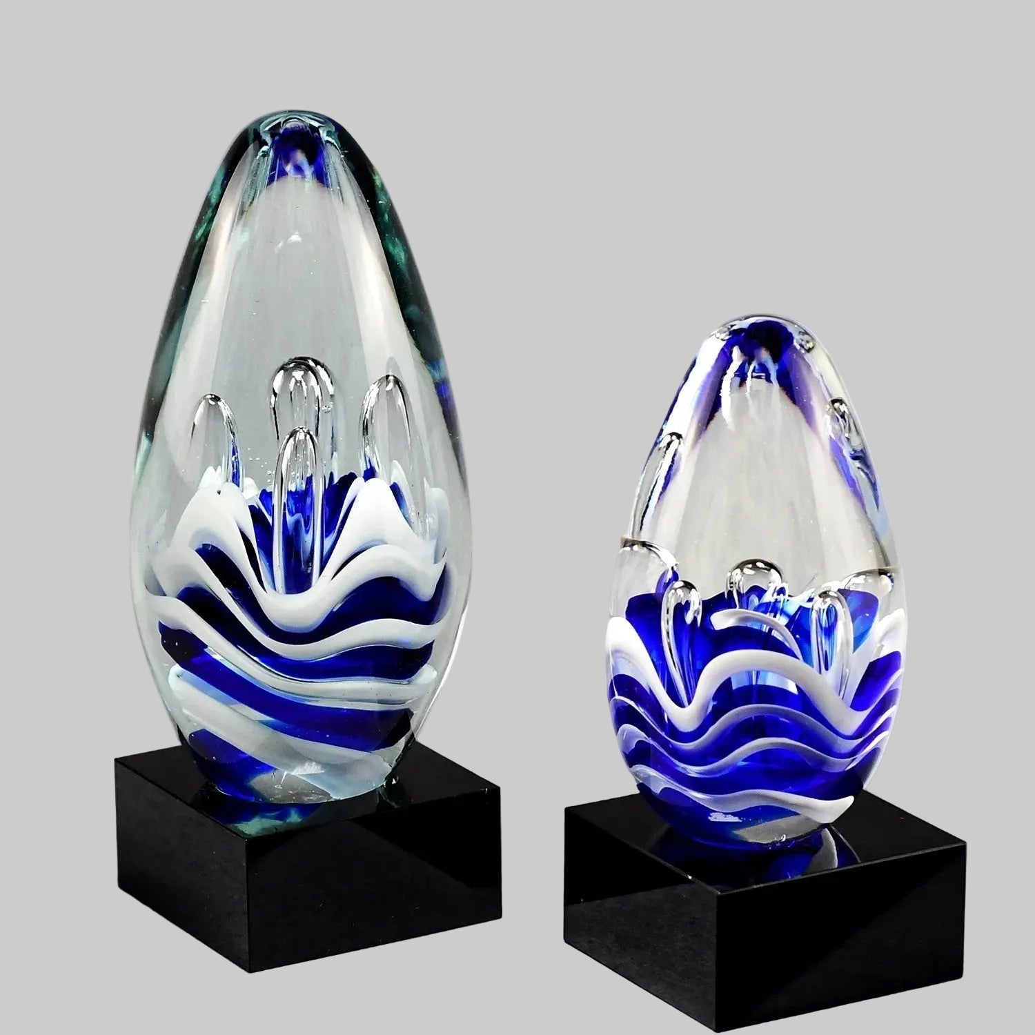 Blue and White Art Glass Egg