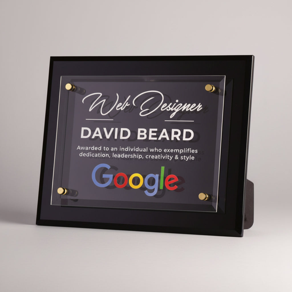 All Glass Cantebury Plaque With Stand-Out