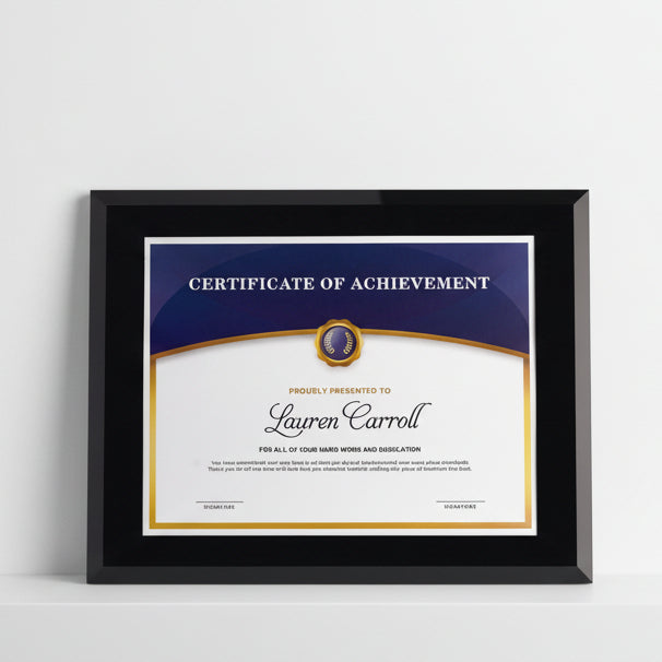 Black Glass Certificate Frame