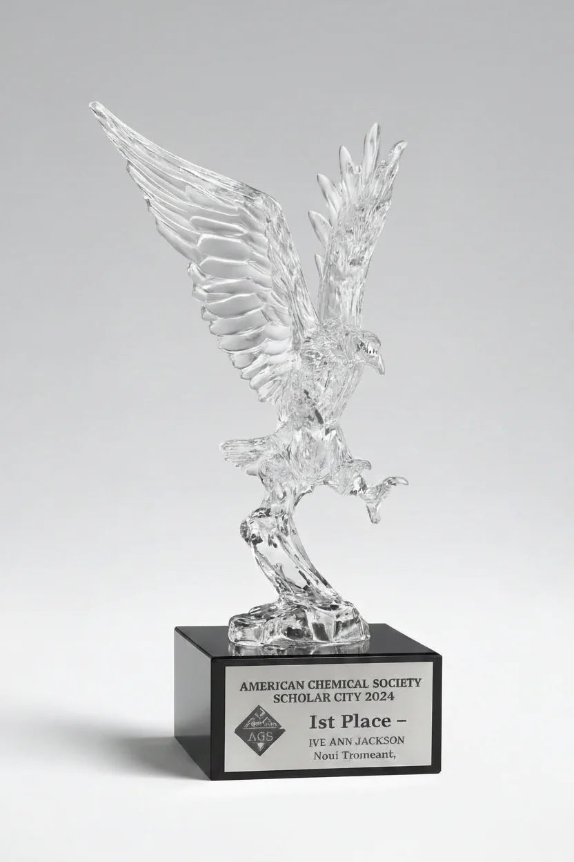 Acrylic Eagle On Marble Base - Landing