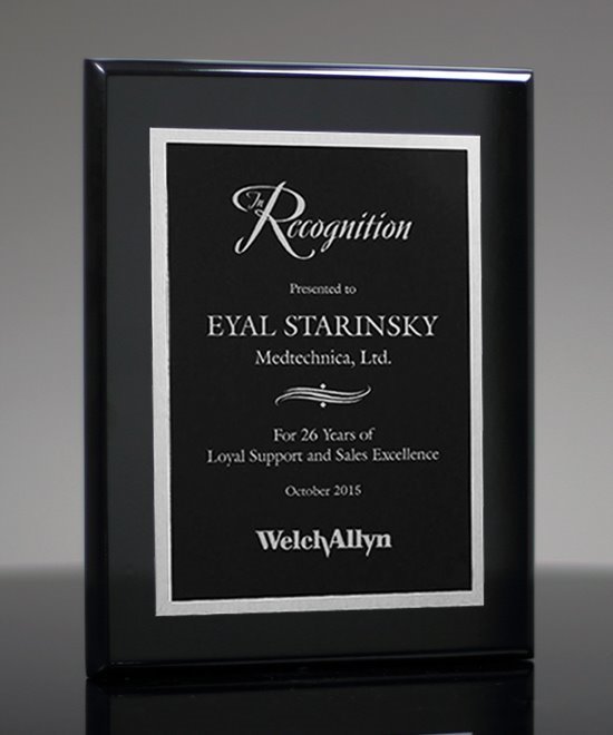 Executive Ebony Piano Finish Plaque with Lasered Plate