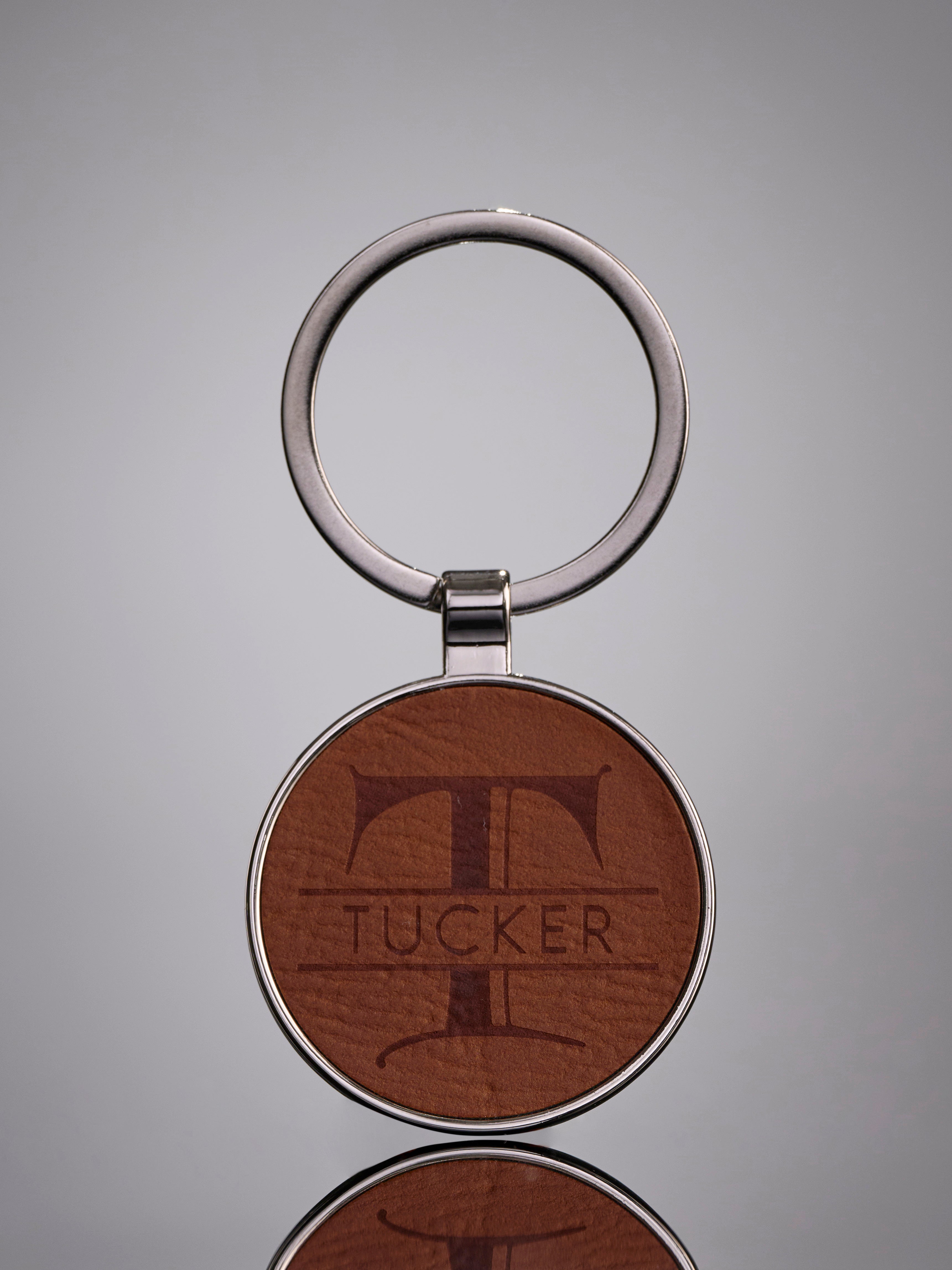 Round Leatherette Key Tag