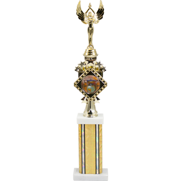 Diamond Series Trophy with a square column on a marble base