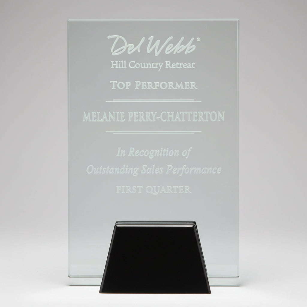 Jade Crystal Plaque with Chrome Stand