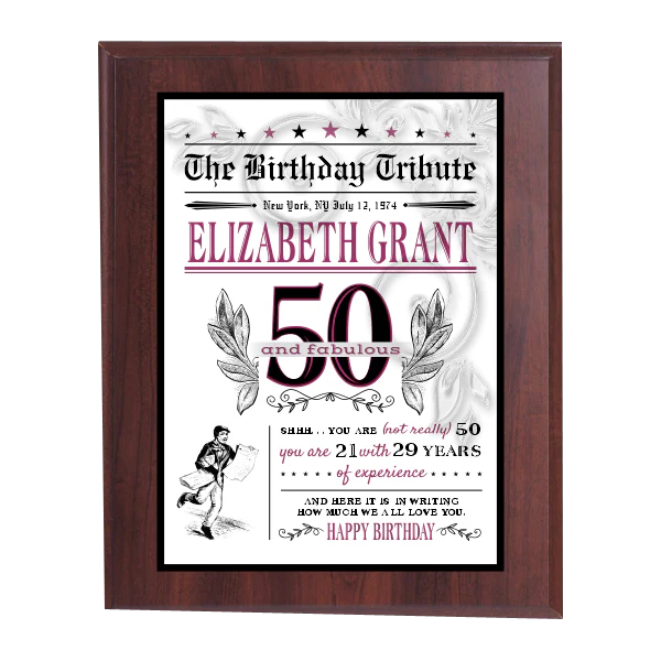 Executive Cherry Finish Plaque with Plate