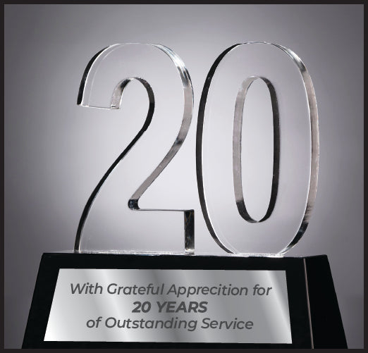 Black and Clear Crystal Years of Service Awards