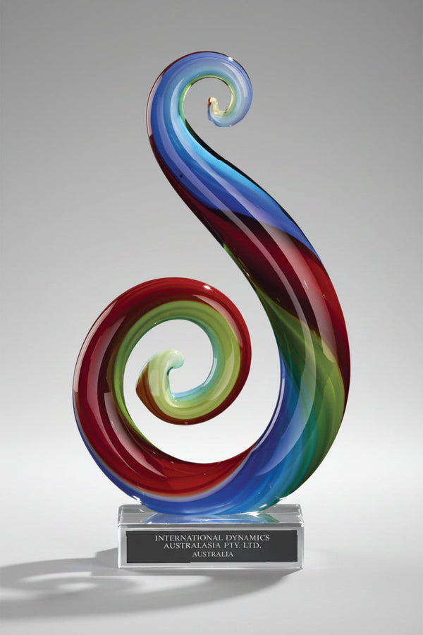 Single Base Swirled Vista Art Glass Award