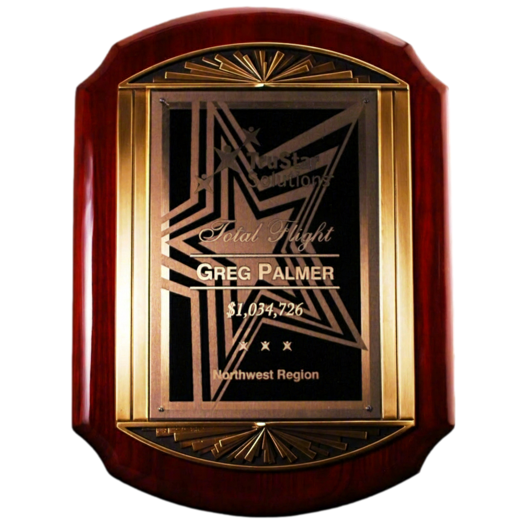 Scalloped Piano Finish Plaque With Cast Metal Frame
