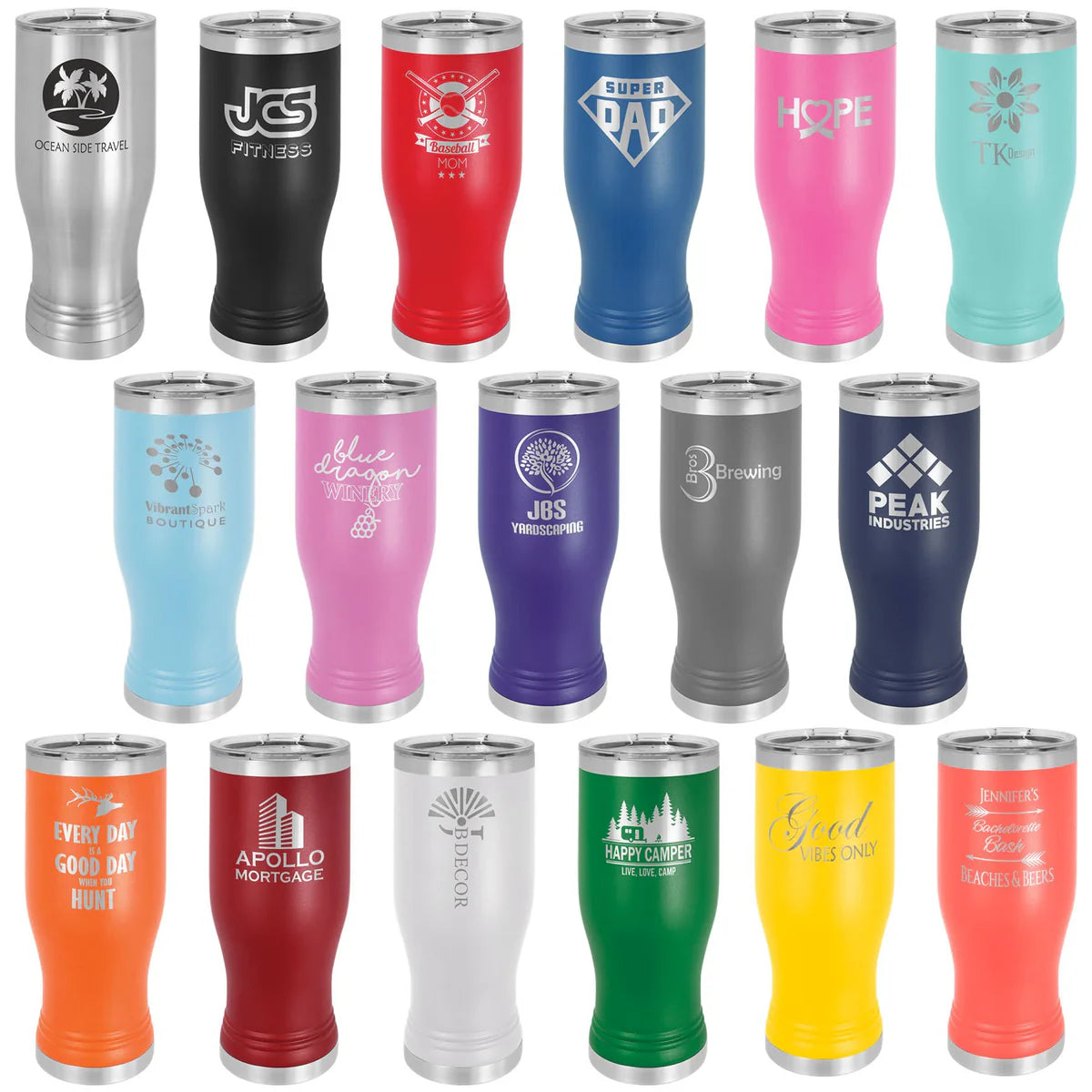 20 oz Stainless Steel Pilsner with Clear Lid