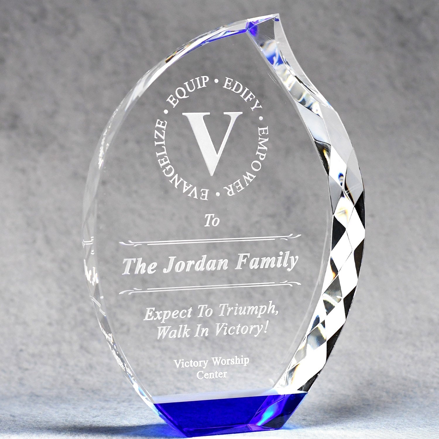 WESTꓸ / AWARD CRY252 Crystal Award Trophy with Blue Accents | Corporate